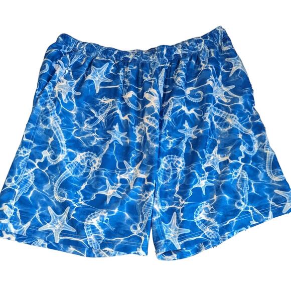 NWT Caribbean SWim Trunks Big Man 2XB Mesh Lined Starfish Sea Horse Retails $70 - Picture 1 of 5